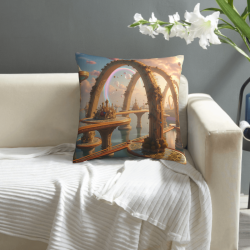 Funda de almohada de felpa doble cara de 18x18 pulgadas con diseño de paisaje fantástico