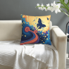 Housse de coussin en peluche recto-verso 18x18 pouces avec motif papillon et cœur