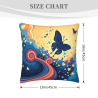Housse de coussin en peluche recto-verso 18x18 pouces avec motif papillon et cœur