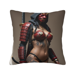 Copricuscino in peluche reversibile 18x18 pollici con motivo a ragazza stile samurai