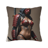 18x18英寸雙面毛絨武士風女郎圖案抱枕套