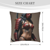Copricuscino in peluche reversibile 18x18 pollici con motivo a ragazza stile samurai