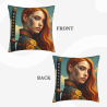 Fodera per cuscino in peluche doppia faccia 18x18 pollici con stampa di una donna elegante dai capelli rossi