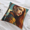 Funda de almohada de felpa de doble cara de 18x18 pulgadas con estampado de una mujer pelirroja elegante