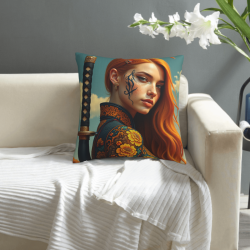 Fodera per cuscino in peluche doppia faccia 18x18 pollici con stampa di una donna elegante dai capelli rossi