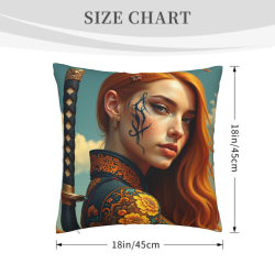 Funda de almohada de felpa de doble cara de 18x18 pulgadas con estampado de una mujer pelirroja elegante