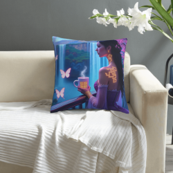 Housse de Coussin 'Joyeuse Fée de la Forêt Enchantée' - Okomall