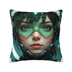 Housse de coussin en peluche réversible 18x18 pouces avec motif de fille science-fiction