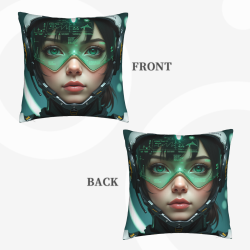 18x18 Inches Double - Sided Plush Pillowcase with Sci - Fi Girl Pattern