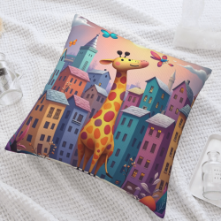 Copricuscino in peluche reversibile 18x18 pollici con motivo giraffa