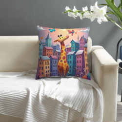 Copricuscino in peluche reversibile 18x18 pollici con motivo giraffa