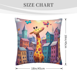 Copricuscino in peluche reversibile 18x18 pollici con motivo giraffa