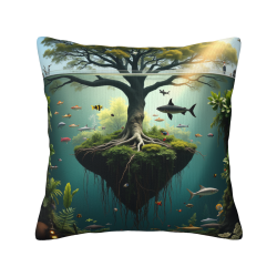 Funda de cojín de felpa de doble cara de 18x18 pulgadas con una fantástica escena de un árbol submarino