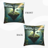 Coussin décoratif en peluche double face 45x45 cm avec une scène fantastique d'arbre sous-marin