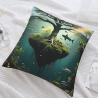 Coussin décoratif en peluche double face 45x45 cm avec une scène fantastique d'arbre sous-marin