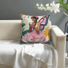 Housse de coussin en peluche recto-verso 18x18 pouces avec motif fée