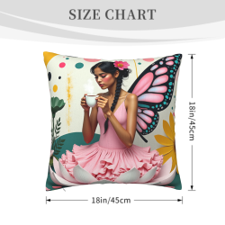 Funda de almohada de felpa doble cara de 18x18 pulgadas con diseño de hada