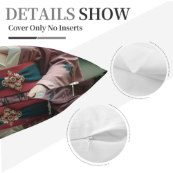 18x18インチ両面プリントプラッシュピローカバー 着物美女デザイン
