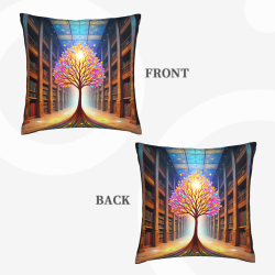 18x18 Inch Double - Sided Plush Dreamy Library Tree Pattern Pillowcase