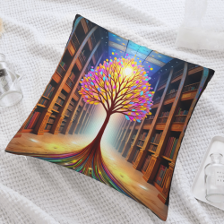 더블 - 사이드 플러시 18x18 인치 도서관 트리 패턴 쿠션 커버