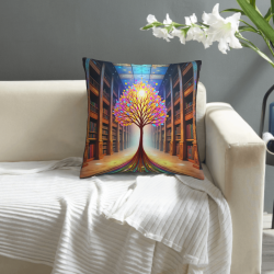 18x18 Zoll doppelseitiger Plüsch-Kissenbezug mit Traumbibliothek-Baummuster