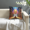 Housse de Coussin en Peluche 45x45 cm Motif Arbre de Bibliothèque Rêveur Double Face