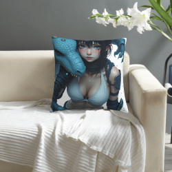 Coperte per Cuscini Morbidi a Doppio Lato 45x45 cm con Motivo di Ragazza Anime e Drago