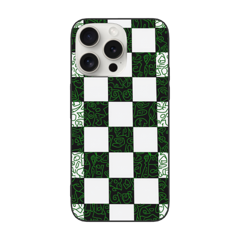 iPhone 15/Pro/Max 棋盤格手機殼 - 復古潮流 - okomall