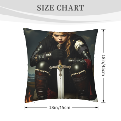 Housse de coussin en peluche double face 18x18 pouces avec motif de chevalier