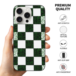 iPhone 15/Pro/Max 棋盤格手機殼 - 復古潮流 - okomall