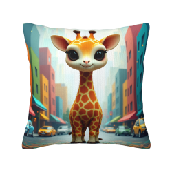 Doppelseitiger Plüsch-Bezug (Giraffen-Stadtstraßen-Muster) 18x18 Zoll