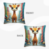 Double - Sided Plush Pillowcase (Giraffe City Street Scene) 18x18in