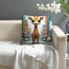 Double - Sided Plush Pillowcase (Giraffe City Street Scene) 18x18in
