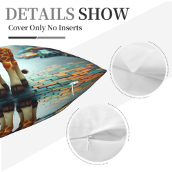 Funda de Almohada de Felpa Reversible (Escena Callejera de Jirafa) 18x18 pulgadas