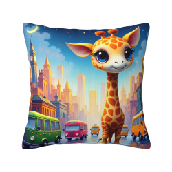 Funda de almohada de felpa doble cara de jirafa de dibujos animados de 18x18 pulgadas