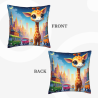 Funda de almohada de felpa doble cara de jirafa de dibujos animados de 18x18 pulgadas
