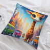 Housse de coussin en peluche double face girafe cartoon 18x18 pouces