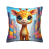 Housse de Coussin en Peluche Réversible (Girafe Mignonne)