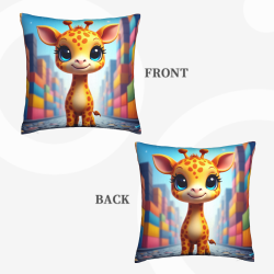 Double - Sided Plush Pillowcase (Cute Giraffe)