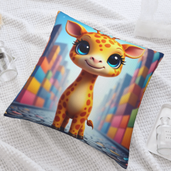 Double - Sided Plush Pillowcase (Cute Giraffe)