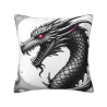 Fodera per cuscino in peluche doppia faccia 18x18 pollici - Motivo drago nero