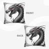 Housse de coussin en peluche double face 18x18 pouces - Motif de dragon noir