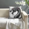 18x18in Double - Sided Plush Pillowcase - Black Dragon Pattern