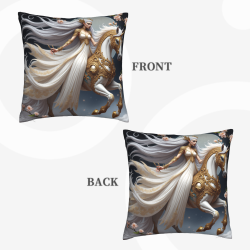 Funda de almohada de felpa de doble cara (Hada montando un caballo blanco) 18x18 pulgadas