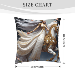 Funda de almohada de felpa de doble cara (Hada montando un caballo blanco) 18x18 pulgadas