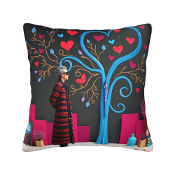 Housse de Coussin en Peluche Double Face (18x18in) - Arbre d'Art et Figure
