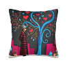 Double - sided Plush Pillowcase (18x18in) - Art Tree and Figure