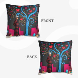Funda de Almohada de Peluche de Doble Cara (18x18in) - Árbol de Arte y Figura