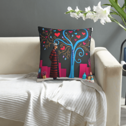 Housse de Coussin en Peluche Double Face (18x18in) - Arbre d'Art et Figure
