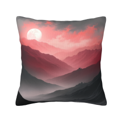 Housse de coussin en peluche Montagne au Coucher de Soleil - Okomall